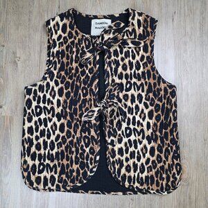 Damson Madder Women's Tie Front Tilly Gillet Vest Leopard UK 12/US 8